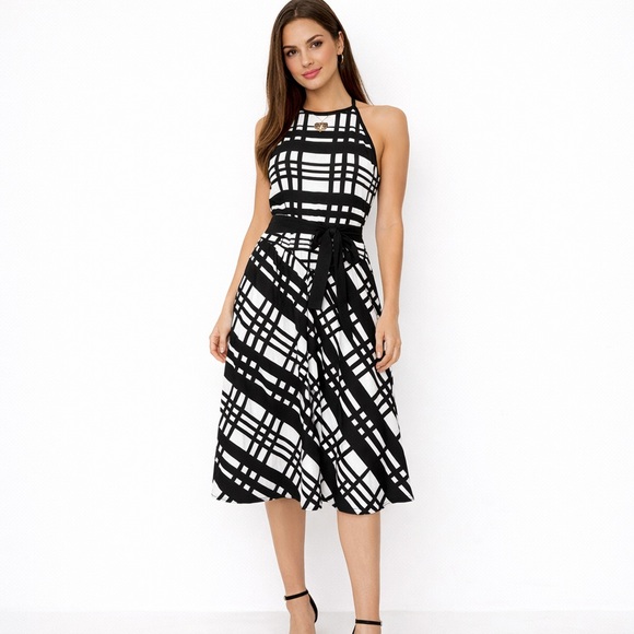 Ann Taylor Dresses & Skirts - Ann Taylor Black White Plaid Midi Dress Sleeveless Old Money Minimalist Size 14